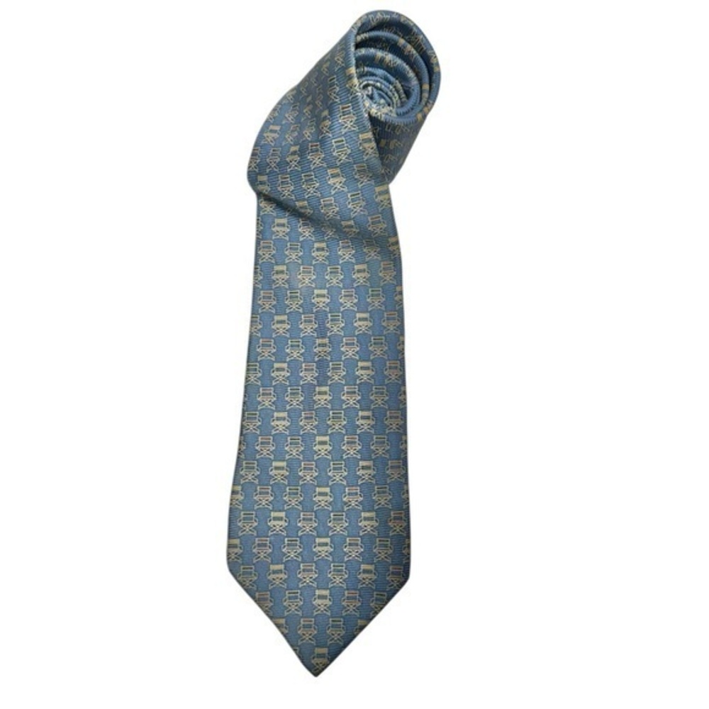 Coach Vintage Blue Silk Director Chair Print Neck Tie